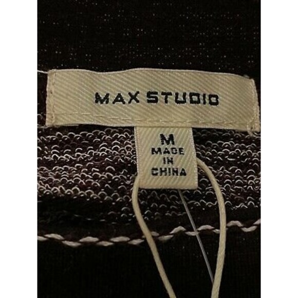 Max Studio Sweatshirt M Kangaroo Pocket Pullover White Stitching Purple NWT B2 - Picture 5 of 5